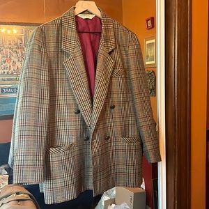 Vintage Double Breasted Wool Plaid Blazer